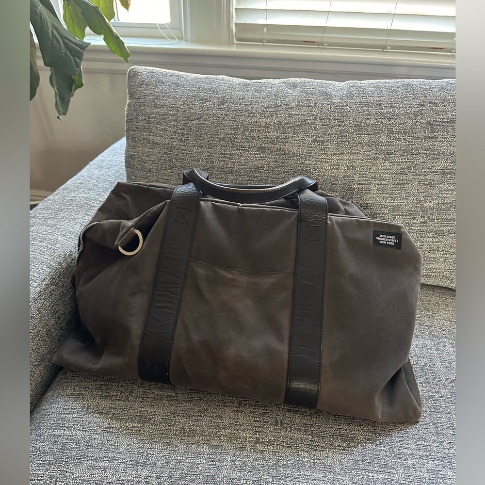 Jack Spade - waxed canvas and leather weekender - duffel - dark brown